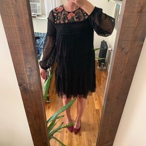 Anthropologie Black Lace Dress, BOHO. New, XS!
